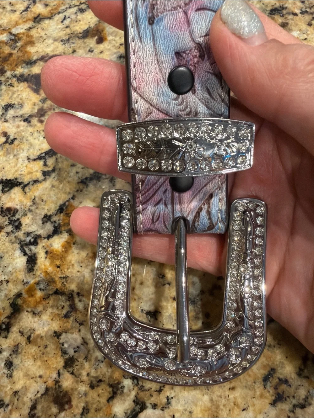 Angel Ranch Girl’s Embossed Pink Floral Western Belt with Silver Buckle